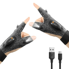 Rechargeable outdoor fishing gloves with LED illumination for night fishing and erbium night work light gloves
