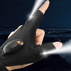 Rechargeable outdoor fishing gloves with LED illumination for night fishing and erbium night work light gloves